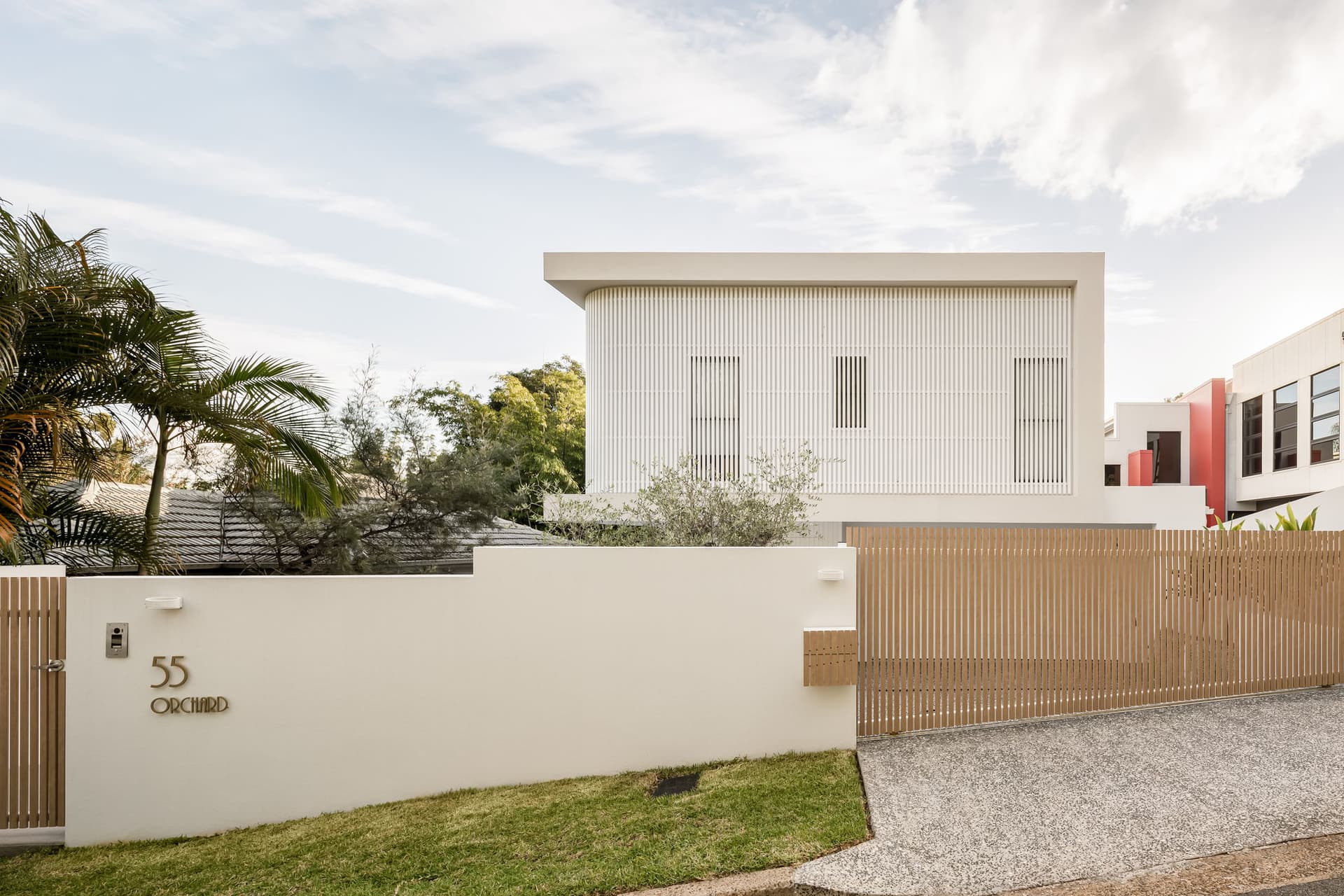 Street elevation and entry wall